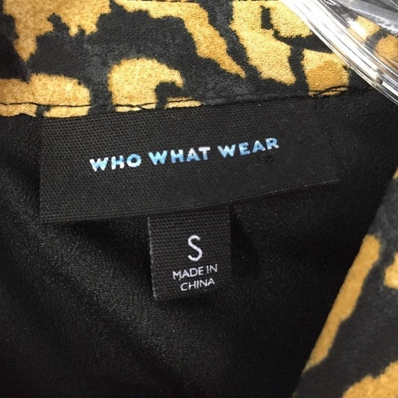 who What Wear Watercolor Cheetah Print Long Sleeve Ruffle Dress Women’s Size S - Picture 3 of 12